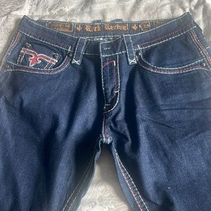 Men’s Rock Revival Dark Jeans Relaxed Straight Fergus Size 38 length 32